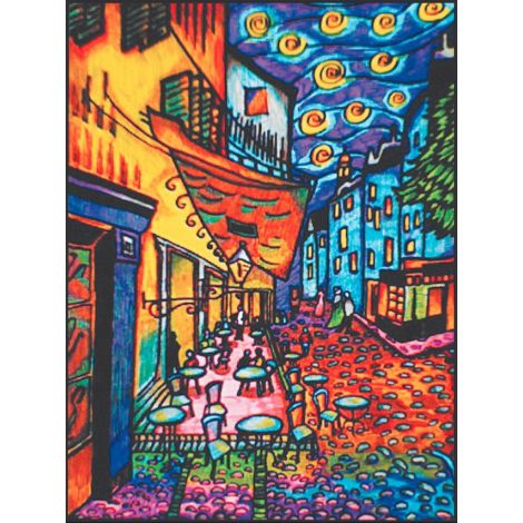 Kolorowanka welwetowa Colorvelvet Van Gogh - Cafe De Nuit - Tarasy, 47x35 cm